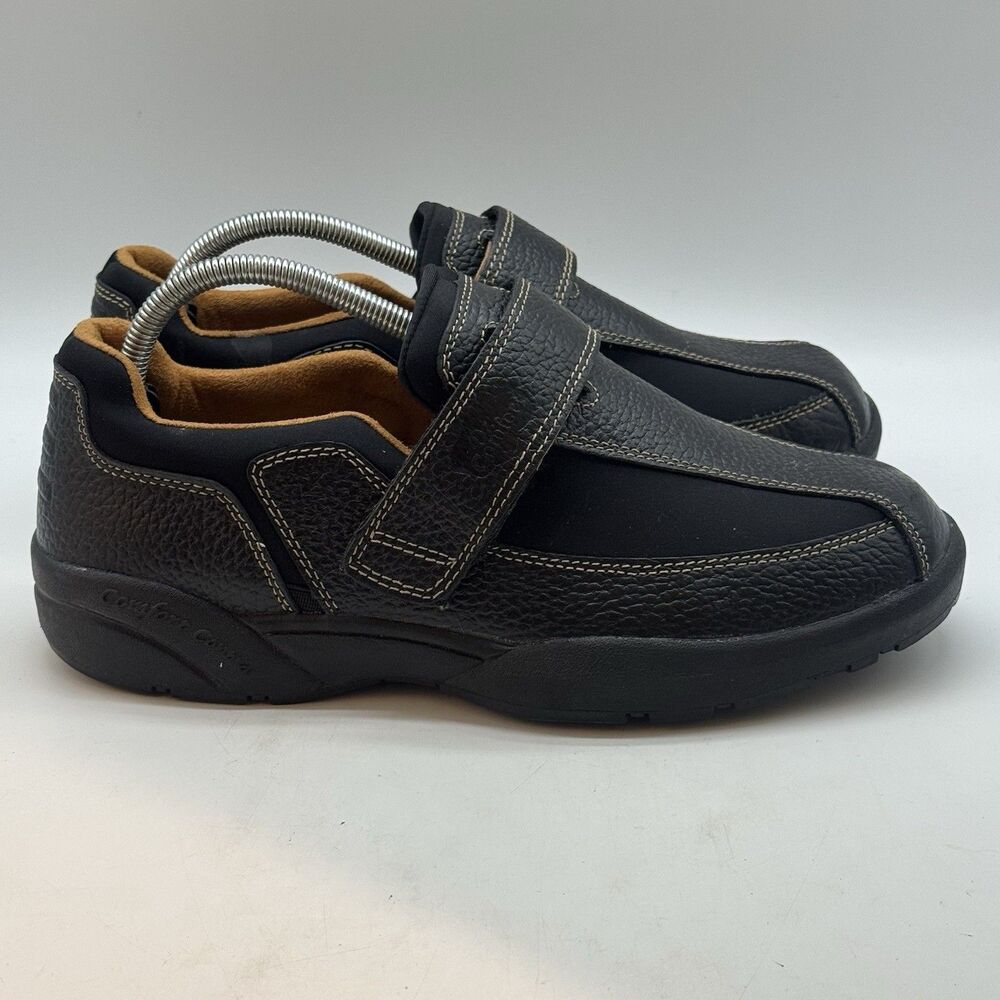 Dr. Comfort Douglas Shoes Men's 9.5XW Black Leather Hook & Loop Diabetic Sneaker